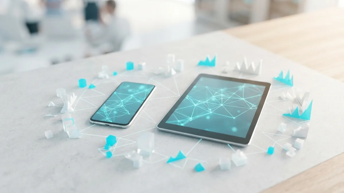 Mobile devices and network forms symbolizing a growing dApp ecosystem